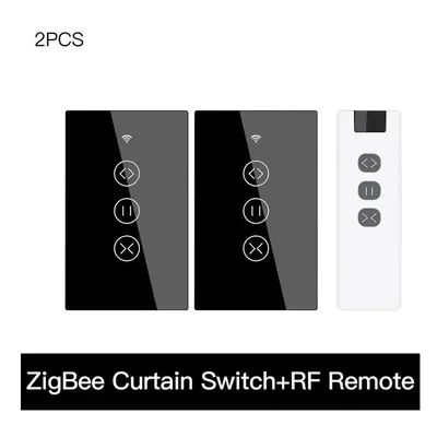 (2 US and Remote) 433MHz Smart Touch Curtain Switch Roller Blinds Shutter Wireless Control Relay