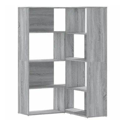 (grey sonoma) vidaXL Corner Bookcase 4-Tier Corner Bookshelf Storage Cabinet Engineered Wood