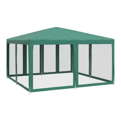 vidaXL Party Tent with Mesh Sidewalls Party Gazebo Canopy Marquee Green HDPE