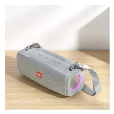 (Grey) Portable Bluetooth Speaker with Colorful Lights Wireless Waterproof Stereo Subwoofer Outd