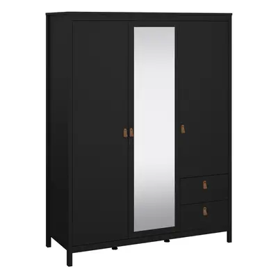 Wardrobe with doors + mirror door + drawers Matt Black Barcelona