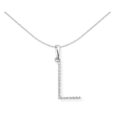 Jewelco London 18ct White Gold Pave Diamond Initial Charm Pendant Letter 8mm x 19mm - INNR027-L