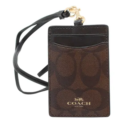 Coach Signature PVC Lanyard ID Badge Card Holder (Brown/Black)