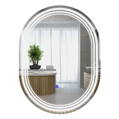 kleankin Bathroom Mirror with LED Lights, Colours, Anti-fog, x 50cm