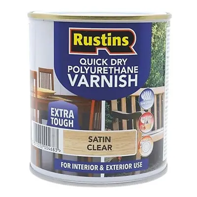 Rustins Quick Dry Polyurethane Varnish Extra Tough Satin Clear 2.5L