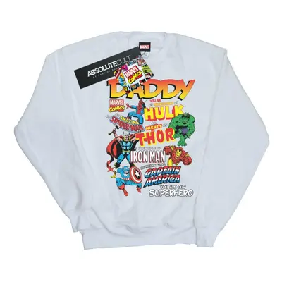 (4XL, White) Marvel Mens Our Dad Superhero Sweatshirt