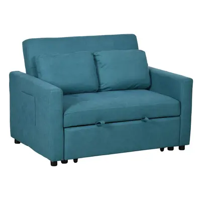 HOMCOM Seater Sofa Bed Convertible Bed Settee with Cushions, Pockets, Blue