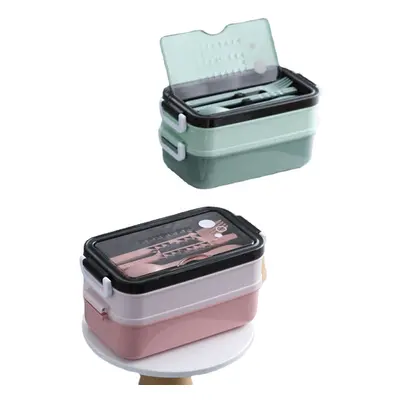 (Pink) Lunch Box Bento Layers Food Storage Container Stainless Steel