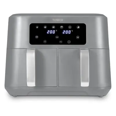 Tower T17137CGRY Vortx 8.5L Dual Basket Air Fryer Digital - Grey & Chrome