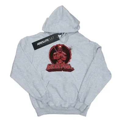 (M, Sports Grey) Marvel Mens Deadpool Crossed Arms Logo Hoodie