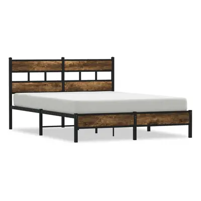 (smoked oak, x cm/ with headboard & low footboard) vidaXL Metal Bed Frame without Mattress Bed B