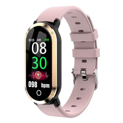 (Gold+Pink) 0.96" TFT Color Screen Waterproof Smart Watch Heart Rate Fitness Exercise Bracelet M