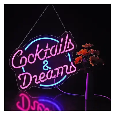 Cocktails And Dreams Neon Sign For Wall Decor Neon Signs With Dimmable Switch Led Neon Signs Bed