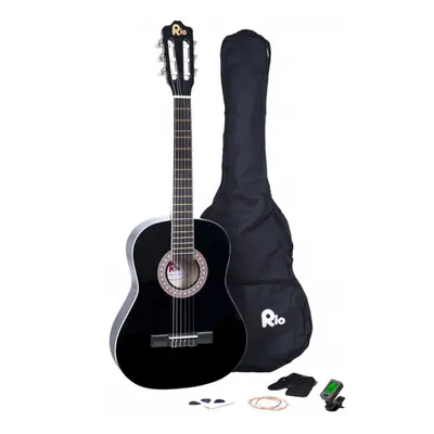 (Black) Rio 3/4 Junior Acoustic Classical Guitar Pack