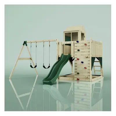 (Swing Elof Green) Rebo PolarPlay Kids Climbing Tower & Playhouse