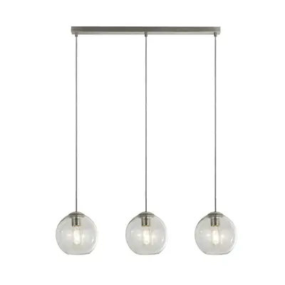 Searchlight Pendant Light Bar Satin Silver With Clear Glass