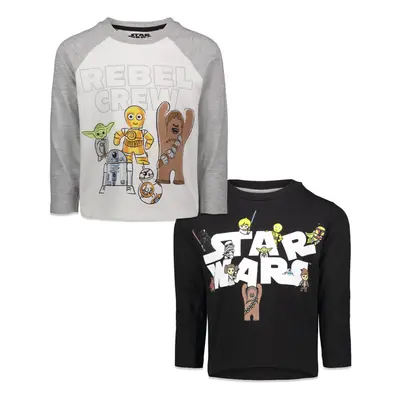 STAR WARS Little Boys Pack Long Sleeve Graphic Raglan TShirts BlackGray