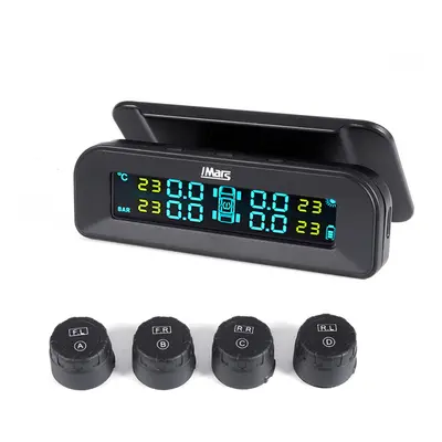 Solar Tire Pressure Monitor System Real-time Tester LCD Screen External Sensors Auto Power On Of