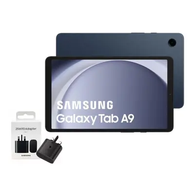 (Navy) Samsung Galaxy Tab A9 64GB 4GB RAM X110 Wi-Fi, with official 25W UK Adapter (EP-T2510) Re