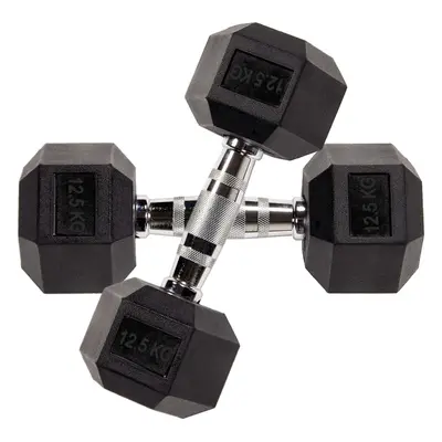 (12.5KG Pair) Hex Dumbbell Rubber Weight From 2.5 KG to KG