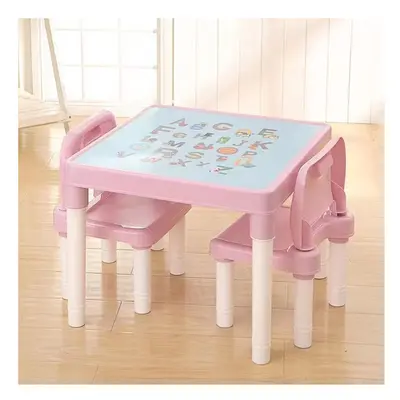 (PINK TABLE SET) Kids ABC Alphabet Table and Chair Set Childrens UK