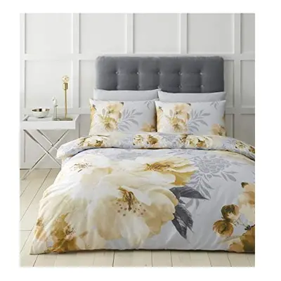 Catherine Lansfield Dramatic Floral Easy Care King Duvet Set Ochre