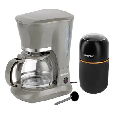 (Grey & Black) Geepas Coffee Machine & Coffee Grinder Combo Set