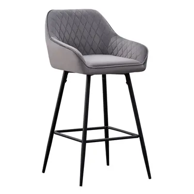 (Grey(Velvet), Bar Stool) Bar Stool Breakfast High Counter Chair Pub Kitchen