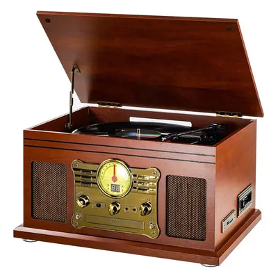 Bluetooth Record Player Vinyl Turntable with CD, Cassette Player, FM for Christmas New Year Gift