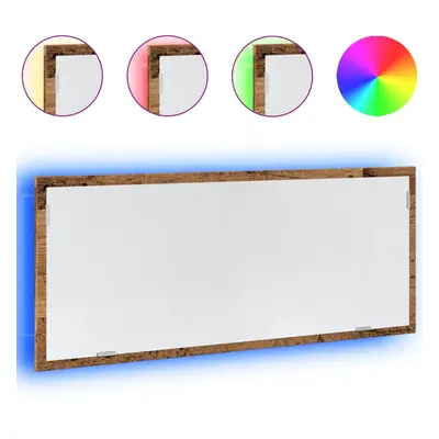 (old wood) vidaXL LED Bathroom Mirror Washroom Mirror Wall Mounted Mirror Engineered Wood