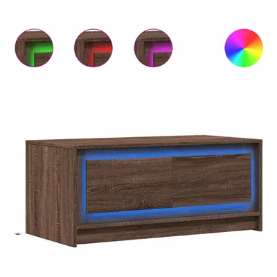 (brown oak) vidaXL Coffee Table with LED Lights Hallway Accent Side Table Engineered Wood