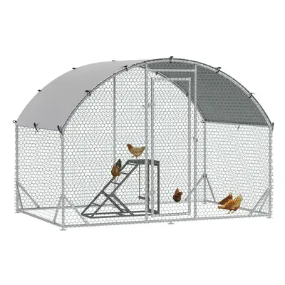 PawHut Walk-in Chicken Run with Chicken Activity Shelf and Cover, 2.8 x 1.9 x 2m