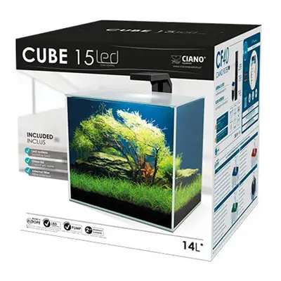 Ciano Cube Glass Aquarium Includes LED Lights & Filter (Cube (14 Litres))