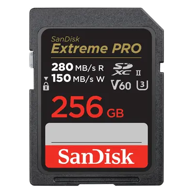 SanDisk 256GB Extreme PRO SDXC UHS-II Memory Card - C10 U3 V60 6K 4K UHD SD Card - SDSDXEP-256G-