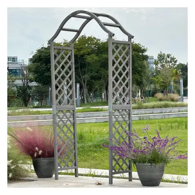 Garden Arch Wooden Pergola Feature Trellis Climbing Plant Grey Archway