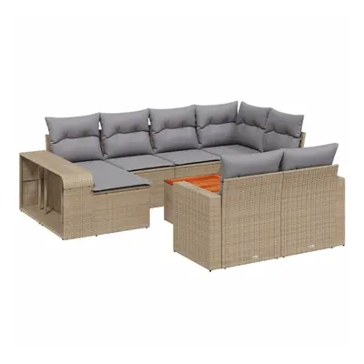 vidaXL Garden Sofa Set Piece with Cushions Outdoor Sofa Beige Poly Rattan