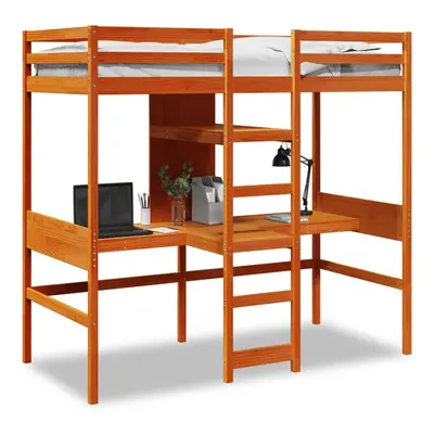 (wax brown, x cm) vidaXL Loft Bed Frame without Mattress Children's Bunk Bed Solid Wood Pine