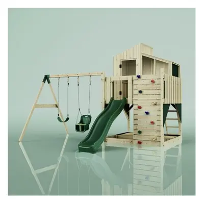 (Swing Jari Green) Rebo PolarPlay Kids Climbing Tower & Playhouse