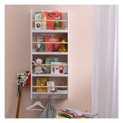 (Elene Display Tier Shelf Bookcase Wall Mounted & Coathook) Elene Display Shelf Bookcase with Co