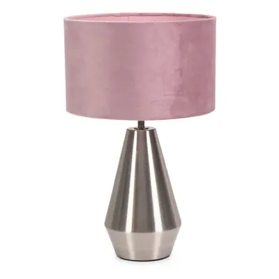 ValueLights Jax Blush Velvet Shade & Chrome Dimmable Touch Table Lamp