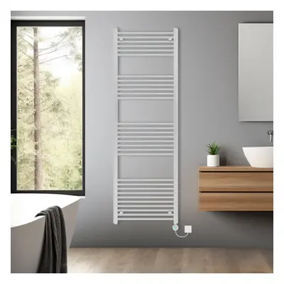 (Chrome, 1800x600mm) Bathroom Prefilled Electric Heated Towel Rail Straight Radiator Thermo Smar