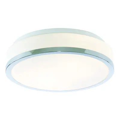 Bathroom Ceiling Light With Opal Glass And Chrome Trim IP44