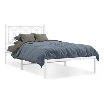 (white, x cm/ with headboard) vidaXL Metal Bed Frame with Headboard Home Bed Base Bedstead