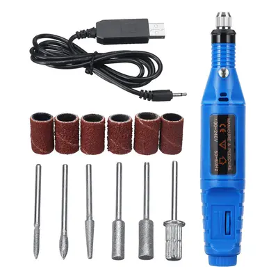 (Blue) USB Mini Electric Grinder Engraving Pen Milling Rotary Drill Grinder Tool Milling Polishi