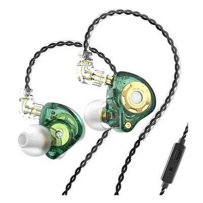 (Green, With Mic) Pro Dynamic In-Ear Earphones Monitor Hi-Fi Bass Metal 3.5mm Wired Earphone Spo