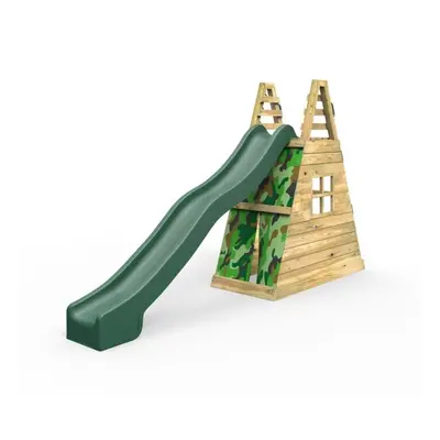 (Free Standing Slide 10ft with Adventure Wall & Den) Rebo Children's Wooden Free Standing 8.7ft 