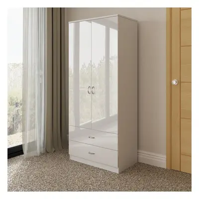 (White) High Gloss Door Drawer Combination Wardrobe