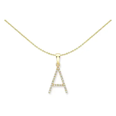 Jewelco London 18ct Yellow Gold Diamond Initial Charm Pendant Letter A 9mm x 16mm - INNR0213-A