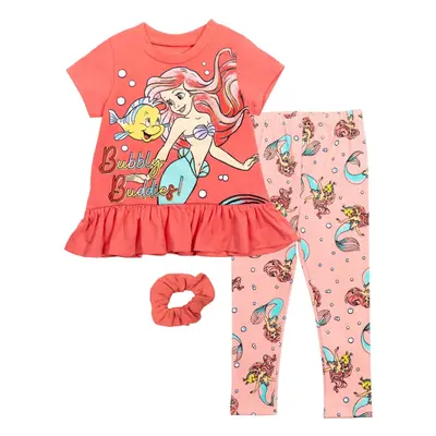 Disney Princess Ariel Little Girls Graphic T-Shirt Leggings and Scrunc