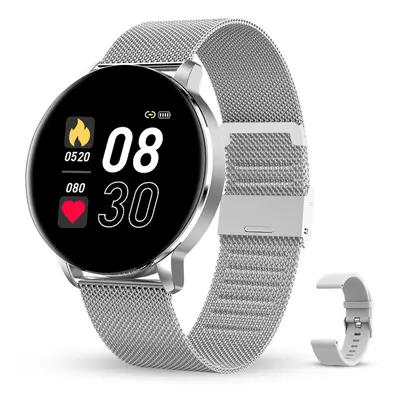 (Silver) 1.3 inch IPS Full Touch Screen Bluetooth 5.0 Heart Rate Blood Pressure SpO2 Monitor Mul